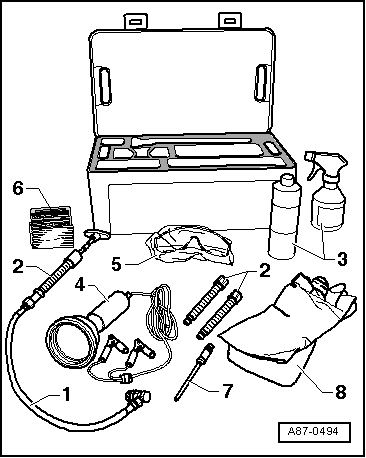 Refrigerant Circuit, Tracing Leaks, with Leak Detection System -VAS6196- or Leak Detection Kit -VAS6201A- or Succeeding Model